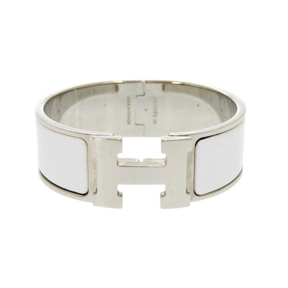 Hermes H motif Click Clack GM metal white silver P stamp (made in 2012) - Picture 1 of 10
